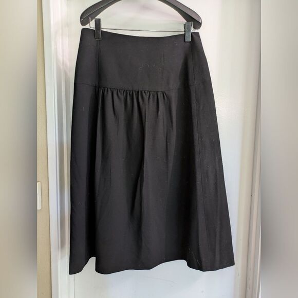 Giorgio Armani Vintage Wool Classic Black A-Line Wrap Maxi Skirt Size 48 - Picture 5 of 8